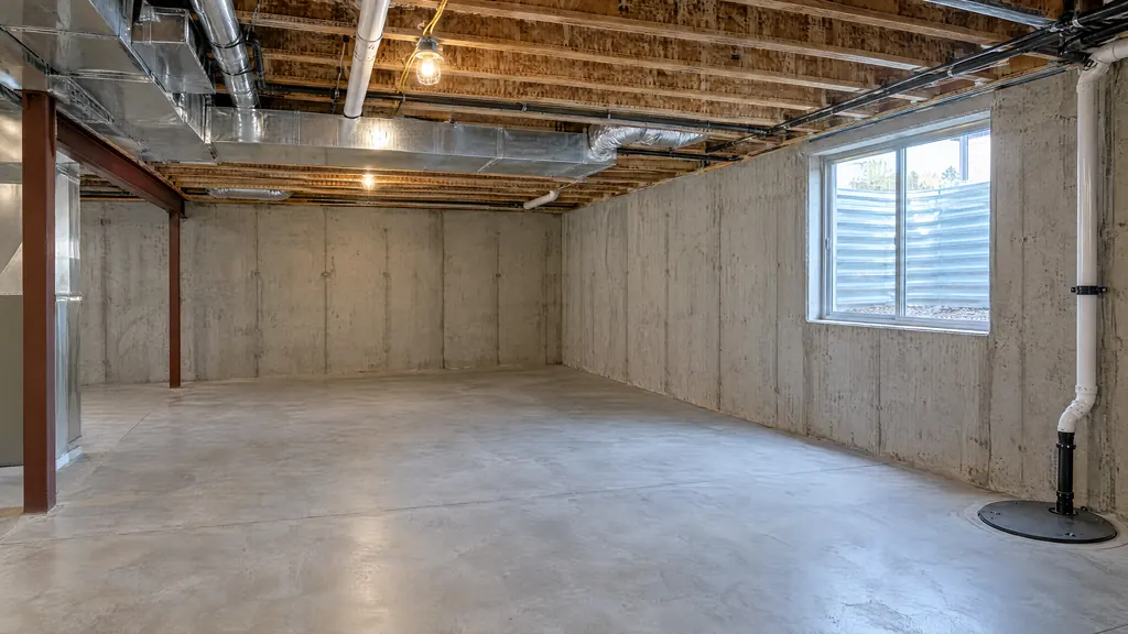 Concept visualization of an unfinished basement before design